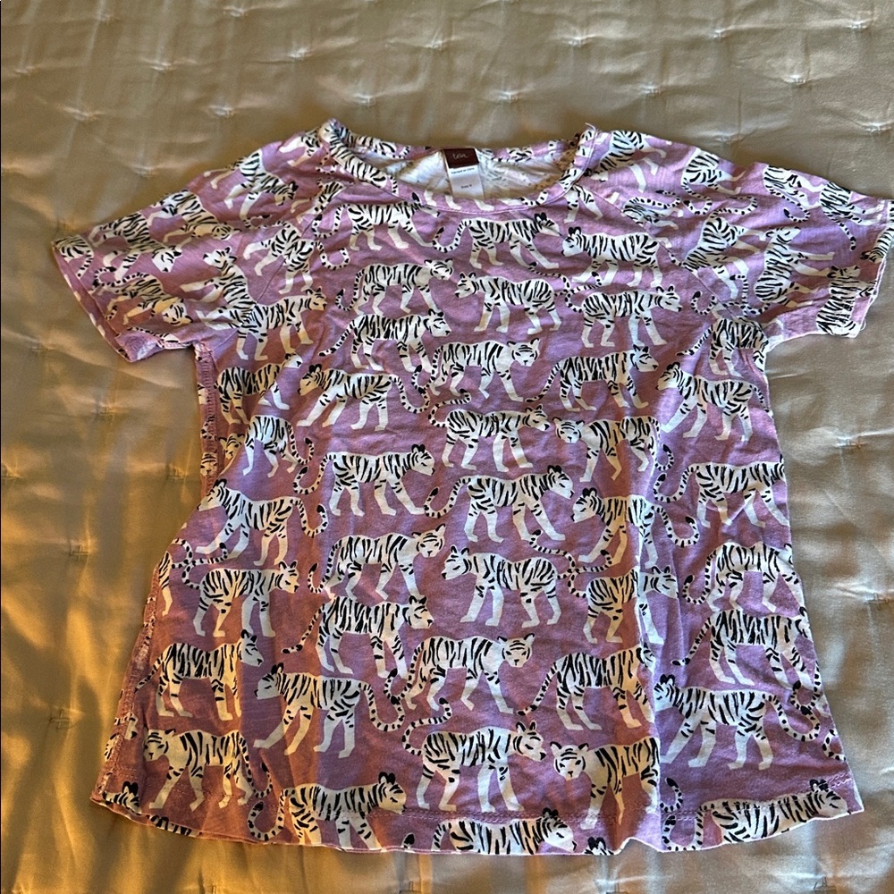 Tea Collection Lavender Tiger Print Short Sleeve Tee